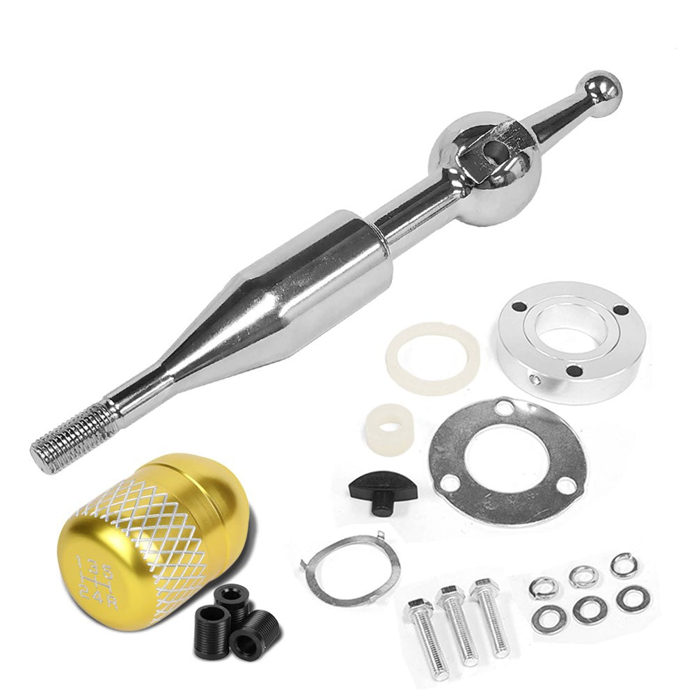 Manzo Short Throw Shifter+Gold Netted Style Shift Knob For 90-97 Miata MX-5