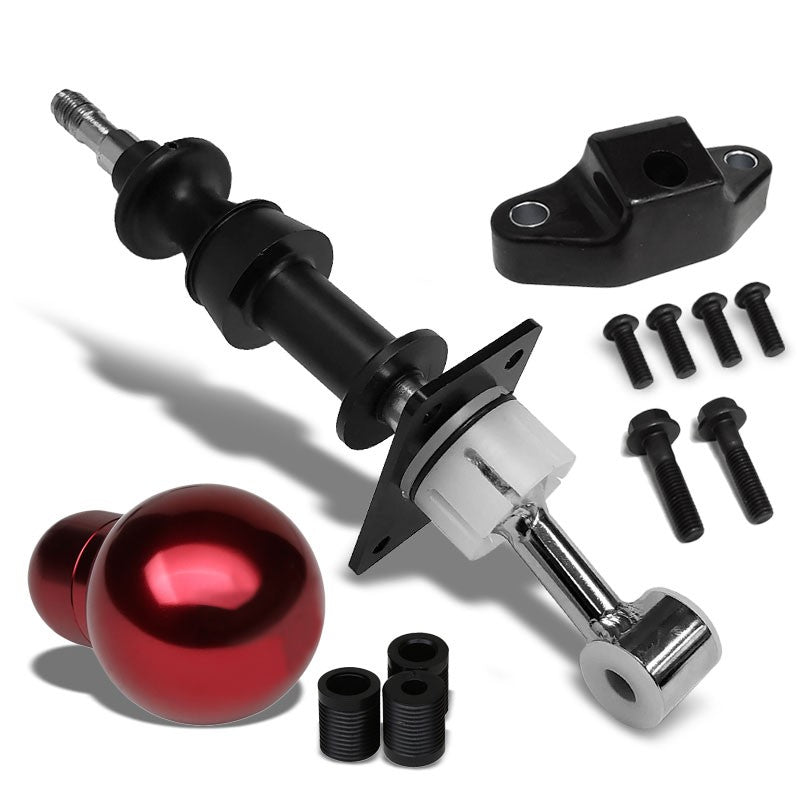 Red Round Clear Pattern Shift Knob+Short Throw Shifter For 17-19 Toyota 86 GT86-Shifter Components-BuildFastCar-BFC-SHT-TOY86+SHIFTKNOB-ROUNDC-RD