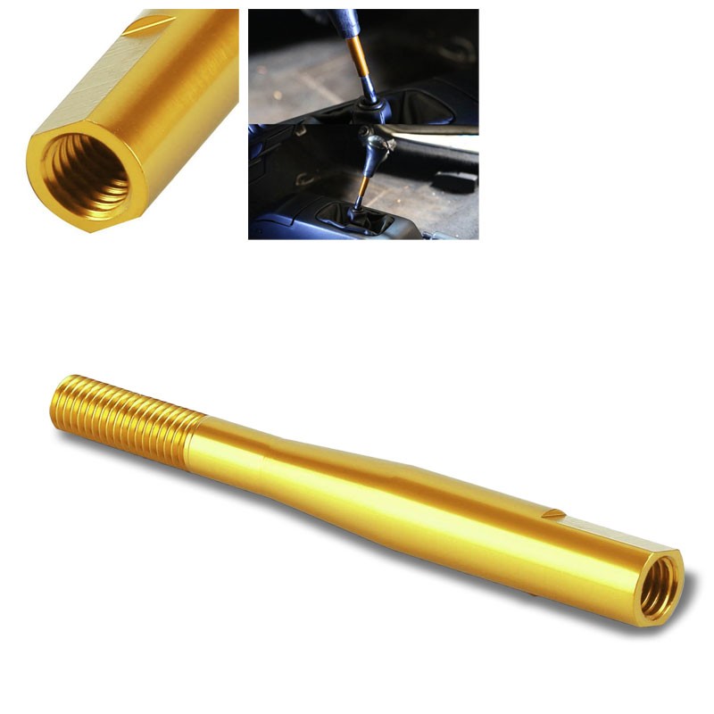 Gold Aluminum M10 x 1.5 Manual Shifter Lever/Shift Knob 3.5" Type 2 Extension-Interior-BuildFastCar
