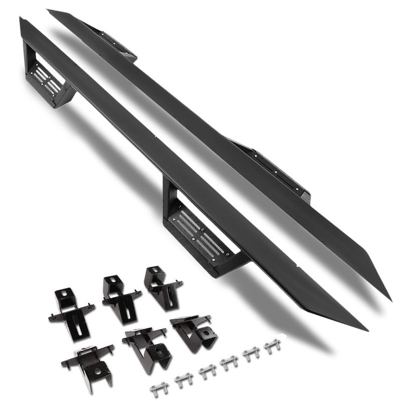 Black Step-Down Running Board Nerf Bar 18+ Jeep Wrangler JL 4Dr Unlimited BFC-RUNB-G222-0023