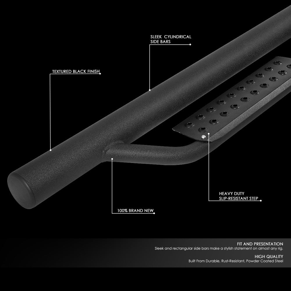 Black Round Drop Running Board Nerf Bar 05-22 Toyota Tacoma Crew Cab BFC-RUNB-Z-8145