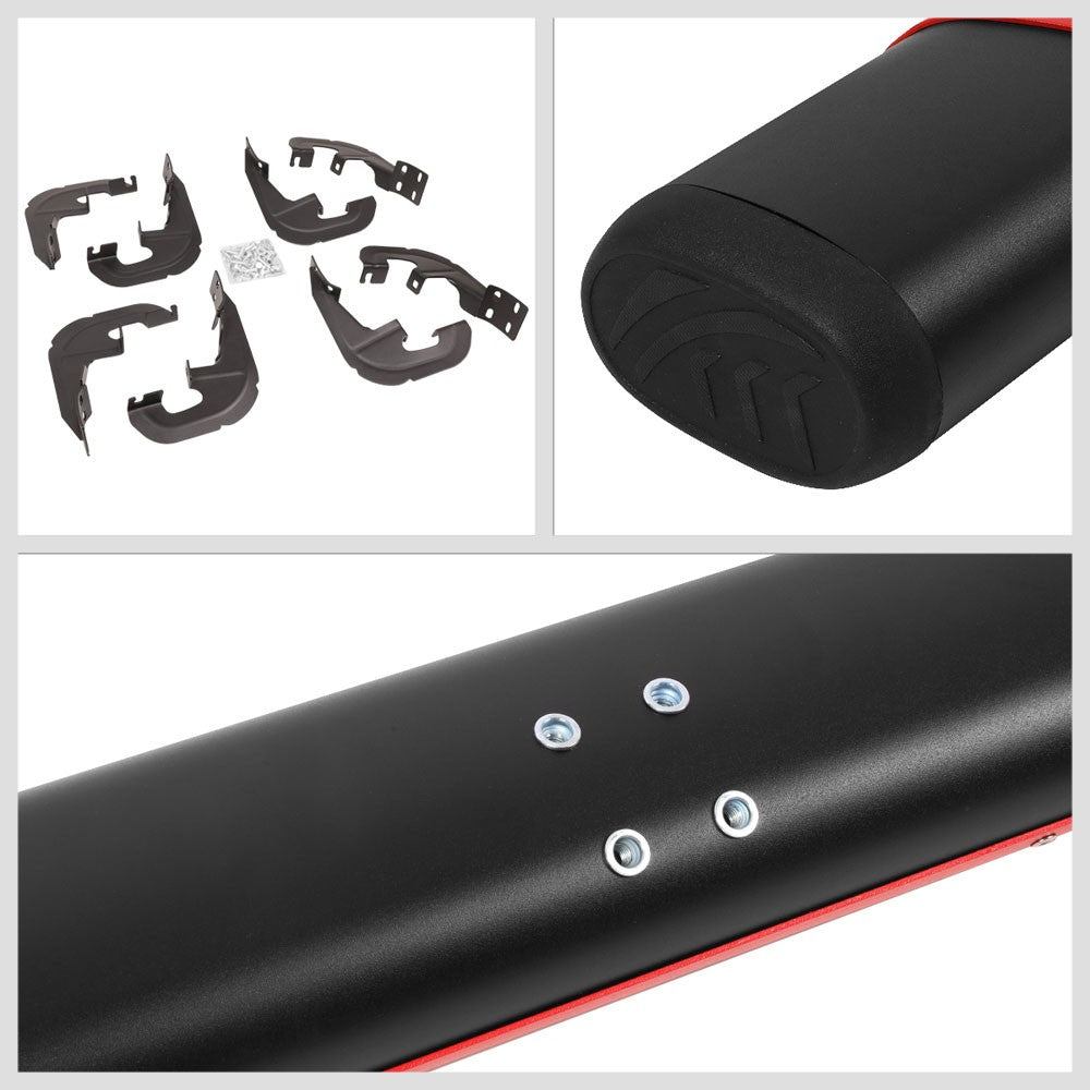 BFC-RUNB-Z-8198-BKRD Oval Flat End Cap 90" Running Board Nerf Bar BFC-RUNB-Z-8198-BKRD