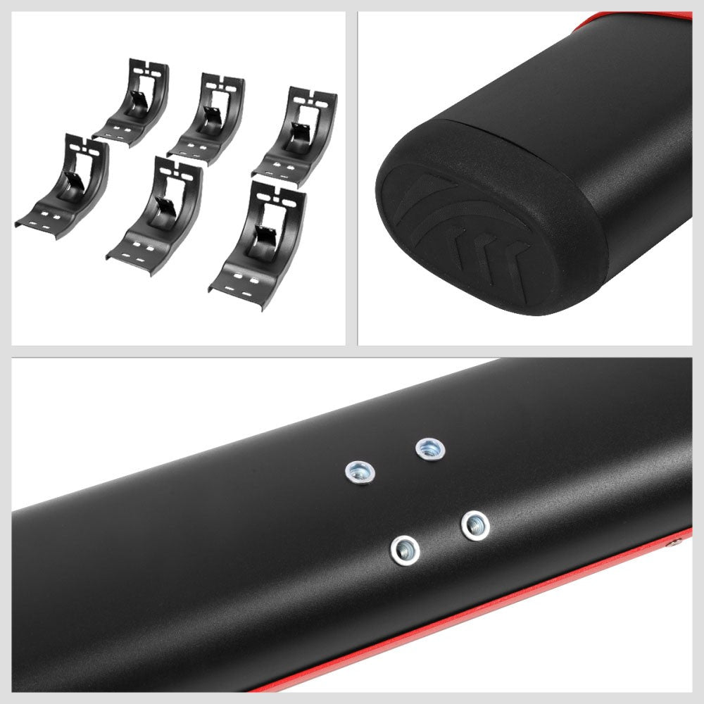 Black/Red Oval Steel Step Pad Running Board Nerf Bar 09-18 Ram 1500 Crew Cab BFC-RUNB-Z-8200-BKRD