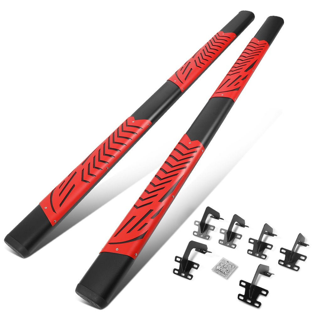 BFC-RUNB-Z-8201-BKRD Flat 2 Pad/Flat Cap 88" Running Board Nerf Bar BFC-RUNB-Z-8201-BKRD