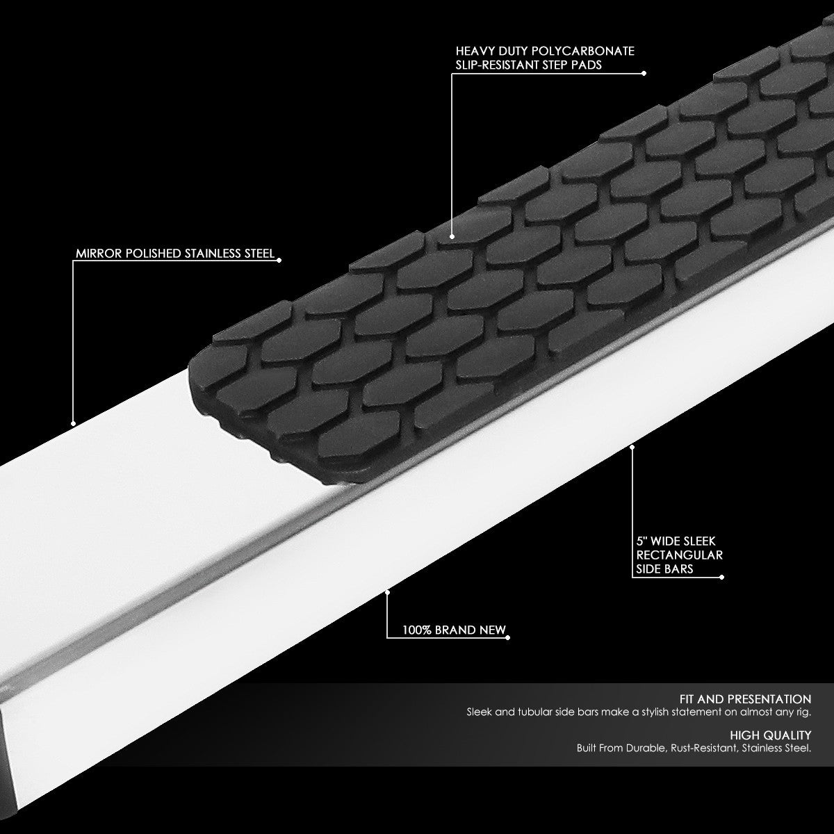 BFC-RUNB-Z-8225-SS Honeycomb/Flat Cap 80" Running Board Nerf Bar BFC-RUNB-Z-8225-SS