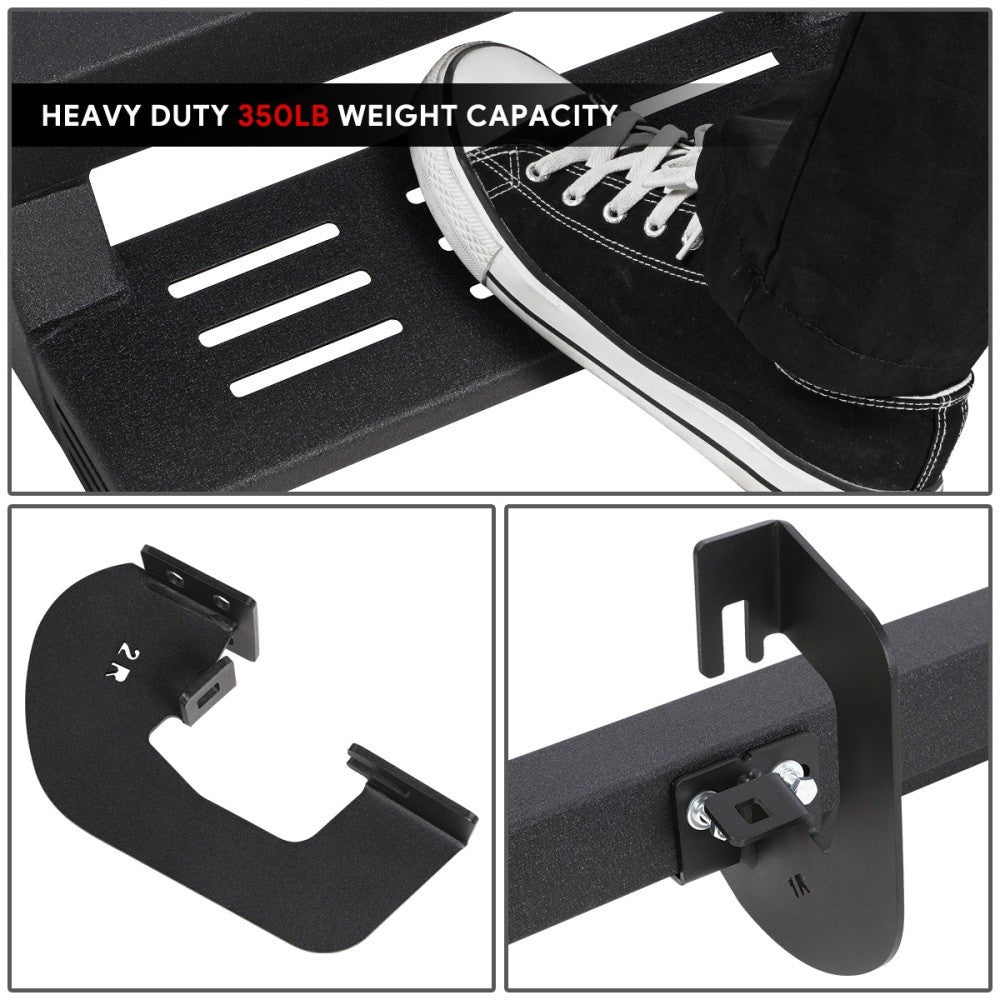 Black Lower Cleat Steps Running Boards 07-18 Silverado Sierra Crew Cab BFC-RUNB-Z-8310