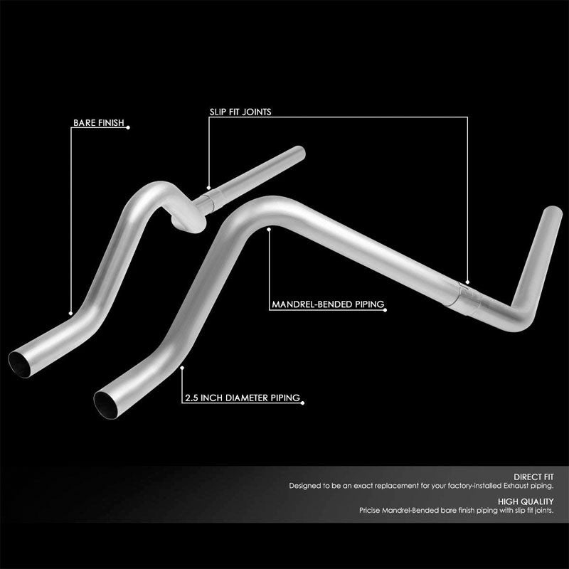 Stainless Slip Joint 2.50" Dual Exhaust Muffler-Back Tail Pipe For 00-03 Dakota-Performance-BuildFastCar