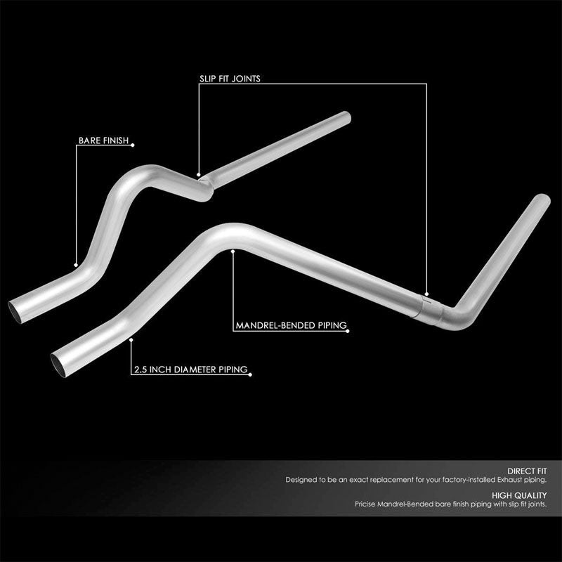 SS Slip Joint 2.50" Dual Exhaust Muffler-Back Tail Pipe For 04-08 Dakota 131" WB-Performance-BuildFastCar