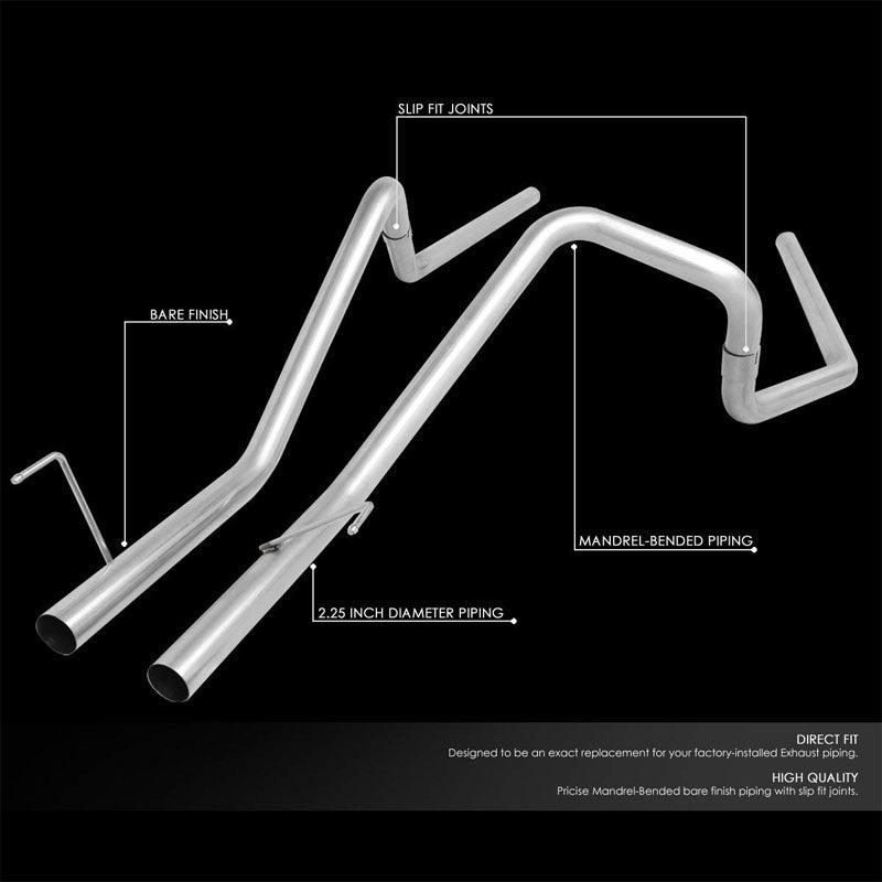 Slip Joint 2.25" Dual Exhaust Back Tail Pipes For 02-05 Ram 1500 2500 Crew/STD-Performance-BuildFastCar