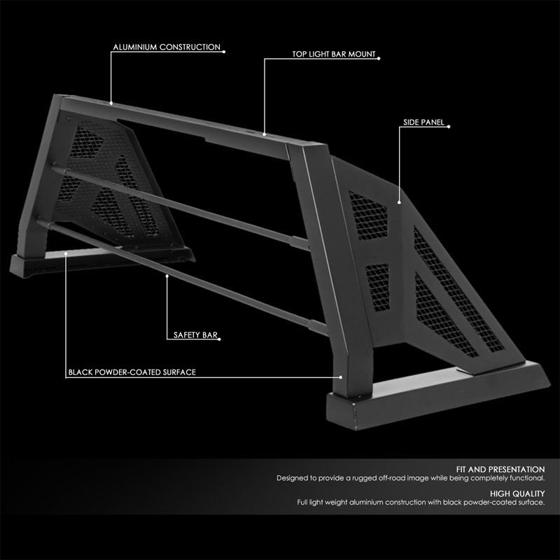 Black Heavy-Duty Aluminum Offroad Roll Bar Kit For 99-17 Ford F-250 Super Duty-Truck & Towing-BuildFastCar