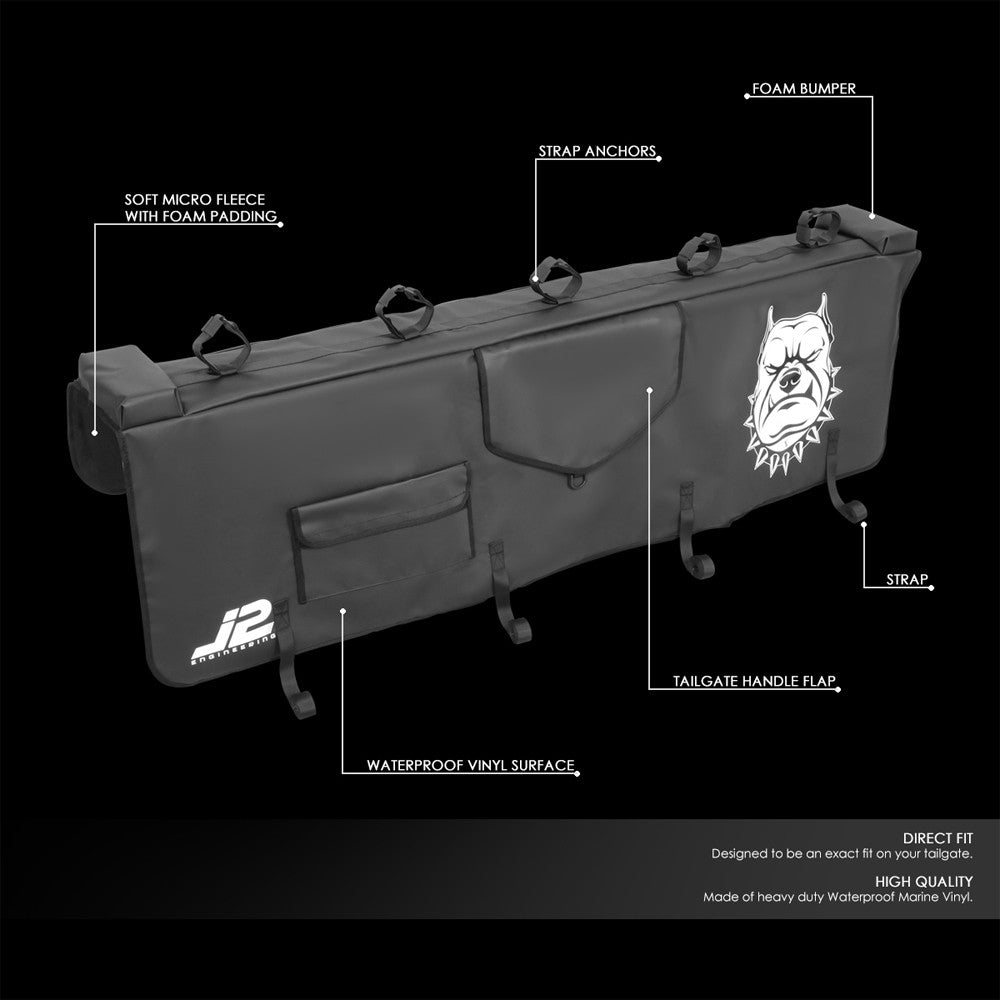 J2 Univeral Rear Bicycle Loop Tail Gate Cover w/Pouch 62" W x 17" H For Pickup