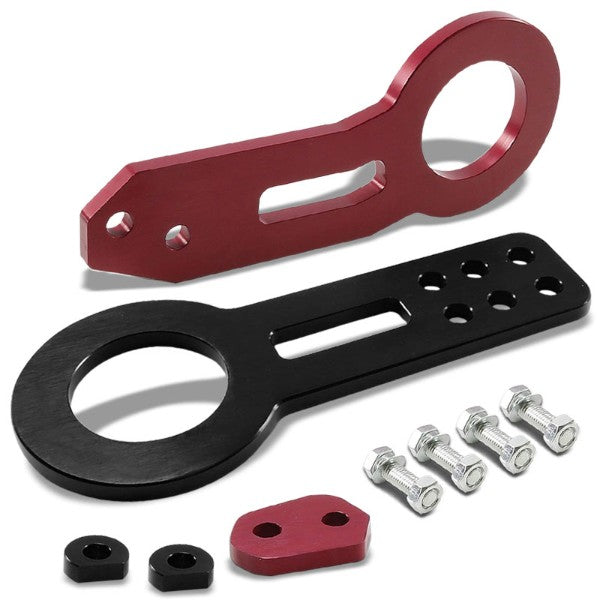 2.45" Front/Rear Black/Red Billet Aluminum Racing Tow Hook For USDM/JDM Model-Exterior-BuildFastCar