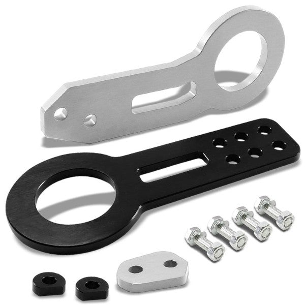 2.45" Front/Rear Black/Silver Billet Aluminum Racing Tow Hook For USDM/JDM Model-Exterior-BuildFastCar