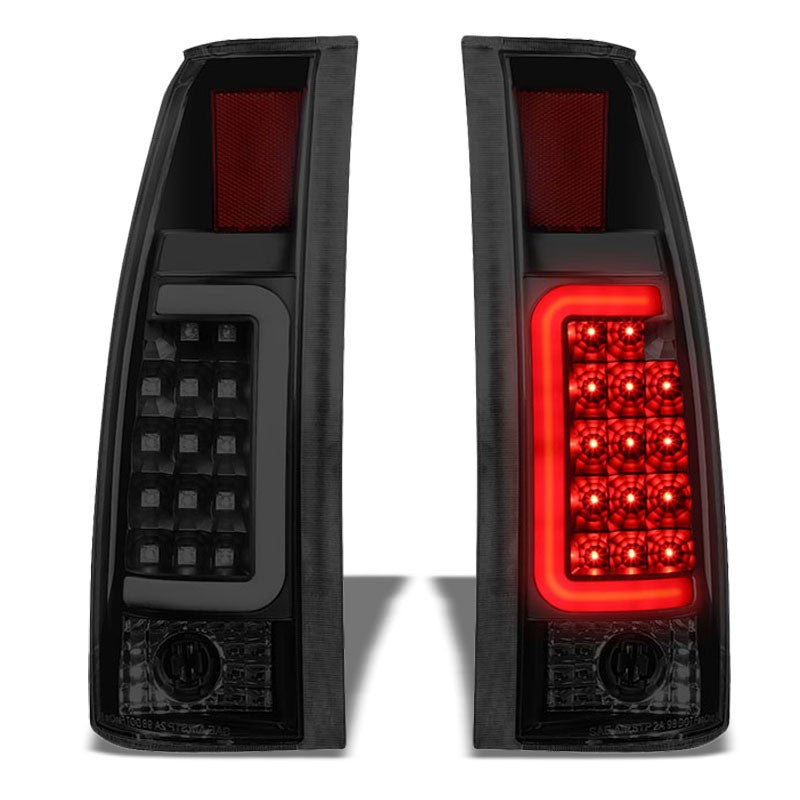 Black/Smoke Lens White 3D LED C Bar Tail Lights For Chevy/GMC 89-01 C/K Series-Exterior-BuildFastCar
