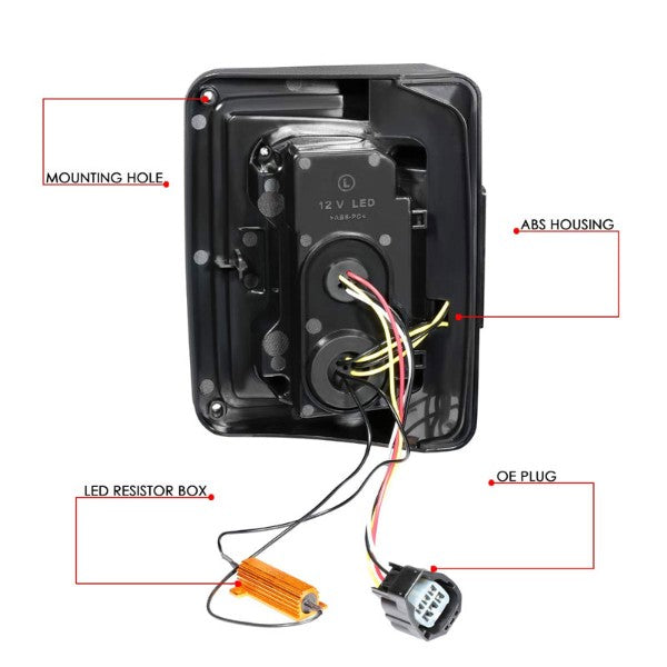 Clear Lens Chrome Housing Red/White 3D LED Tail Lights For 07-18 Jeep Wrangler-Lighting-BuildFastCar