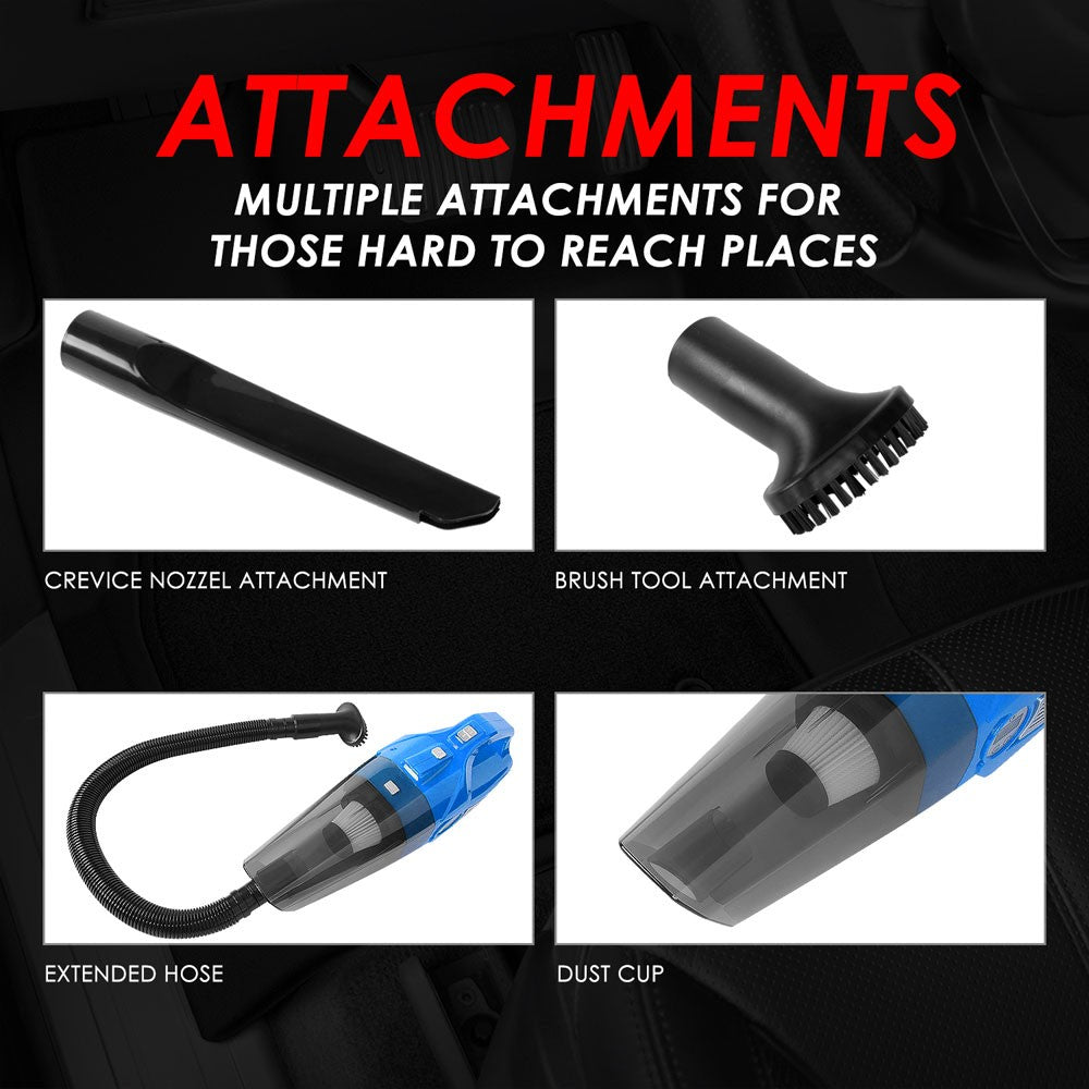 Blue 2In1 Corded Portable Mini Vacuum Cleaner w/LED Light & Air Compressor Pump