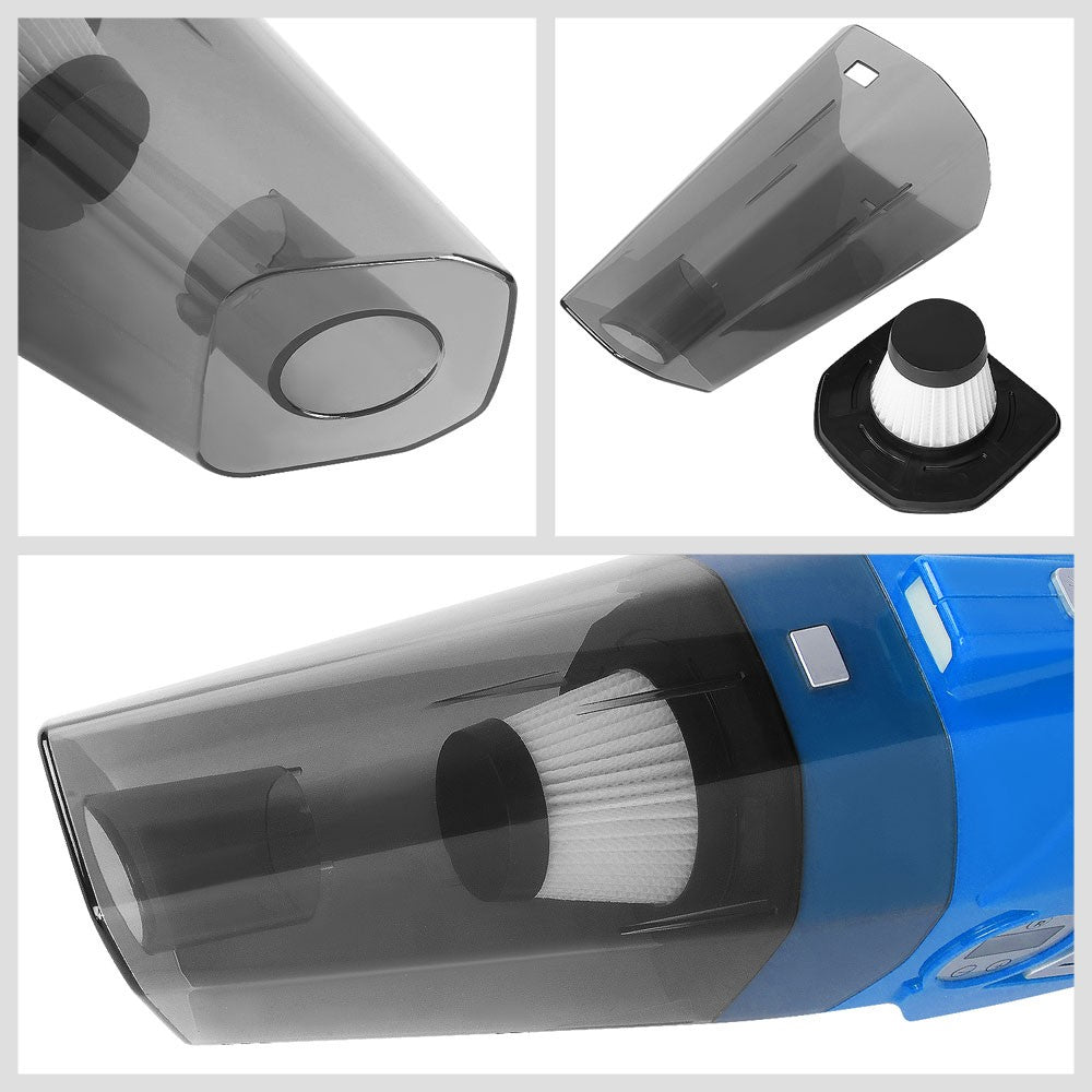 Blue 2In1 Corded Portable Mini Vacuum Cleaner w/LED Light & Air Compressor Pump