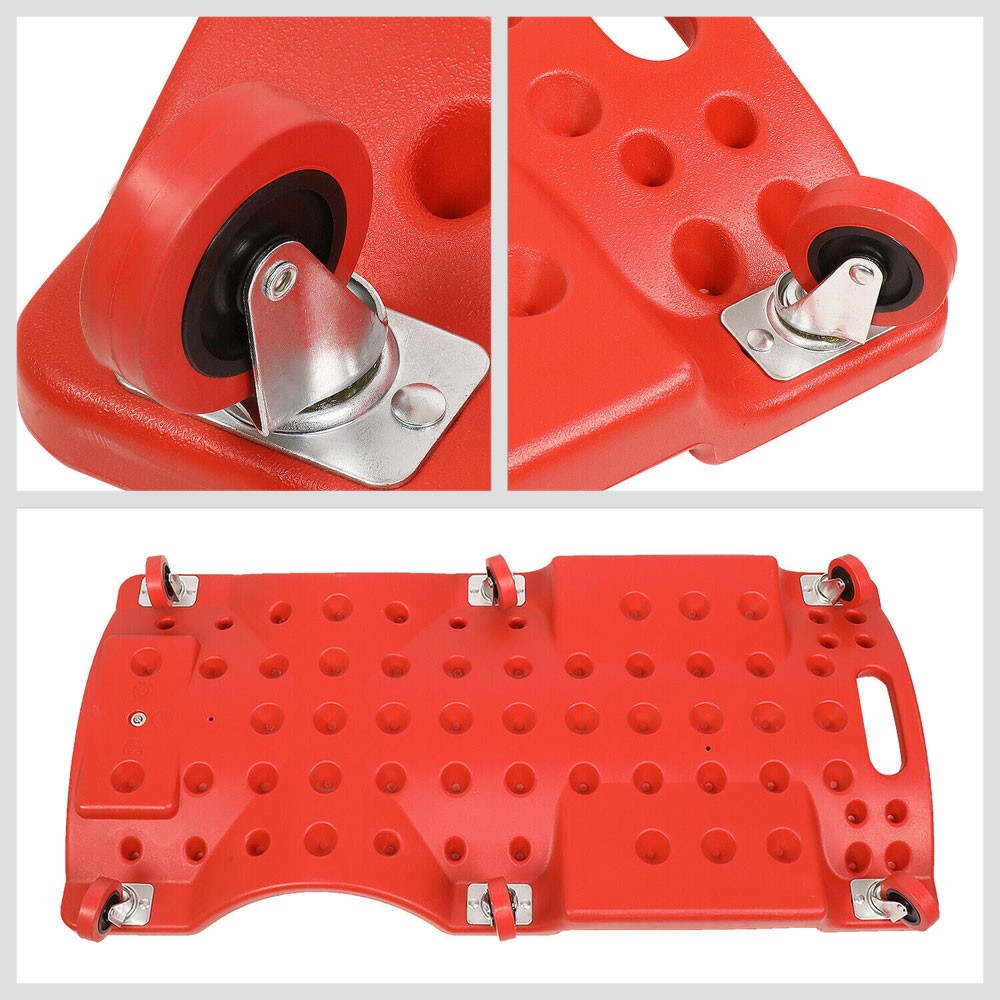 Red 36" X 17" Low Profile Automotive Repair Rolling Creepers w/Padded Headrest