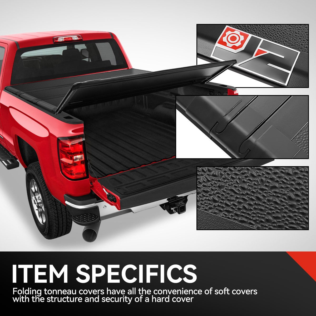 Hard 4-Fold Black Truck Tonneau Cover 88-01 Chevy C/K GMT400 6.5' Bed TTC-4H-012