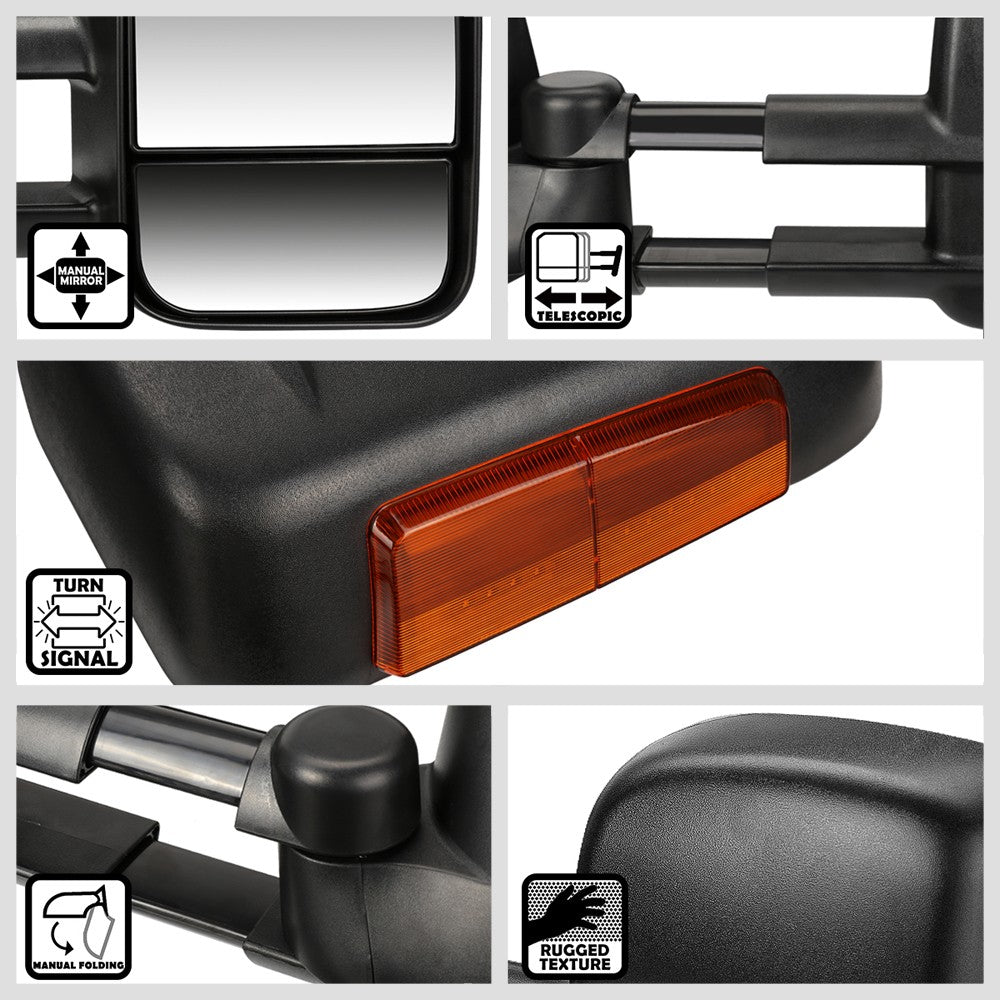 Left/Right Towing Side Mirror Manual Adjustment LED Turn Signal for 00-06 Tahoe