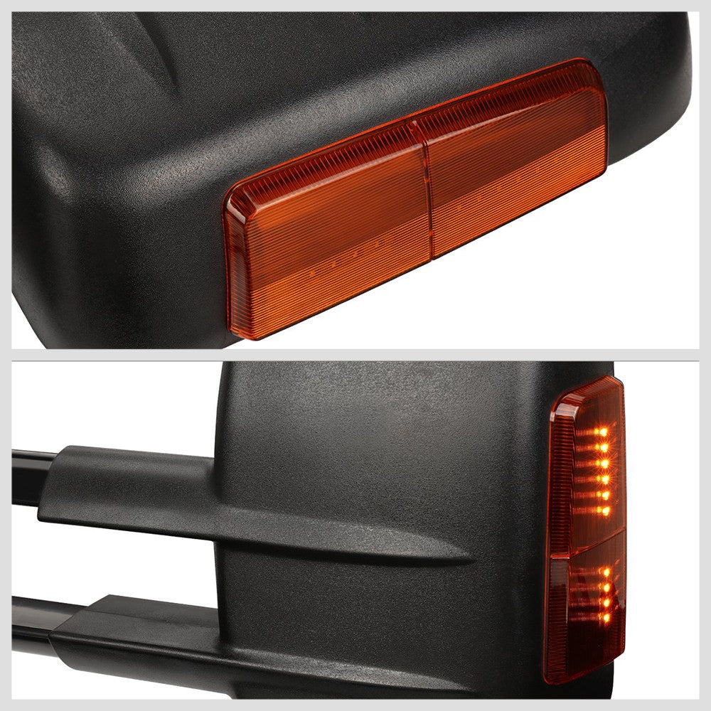 Left&Right Black Towing Side Mirror Manual LED Turn Signal for 02-06 Escalade
