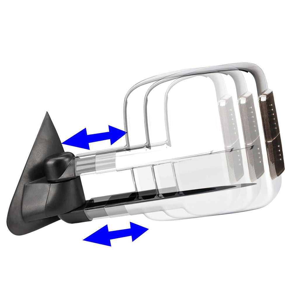 Left/Right Chrome Towing Side Mirror Powered LED Turn Signal for 97-99 F-250