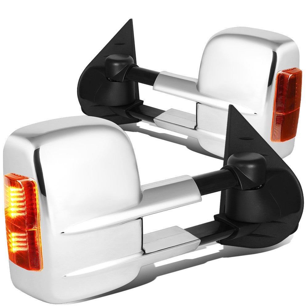 Left/Right Chrome Towing Side Mirror Manual Turn Signal 07-13 Escalade BFC-VMIR-003-T666-CH-AM
