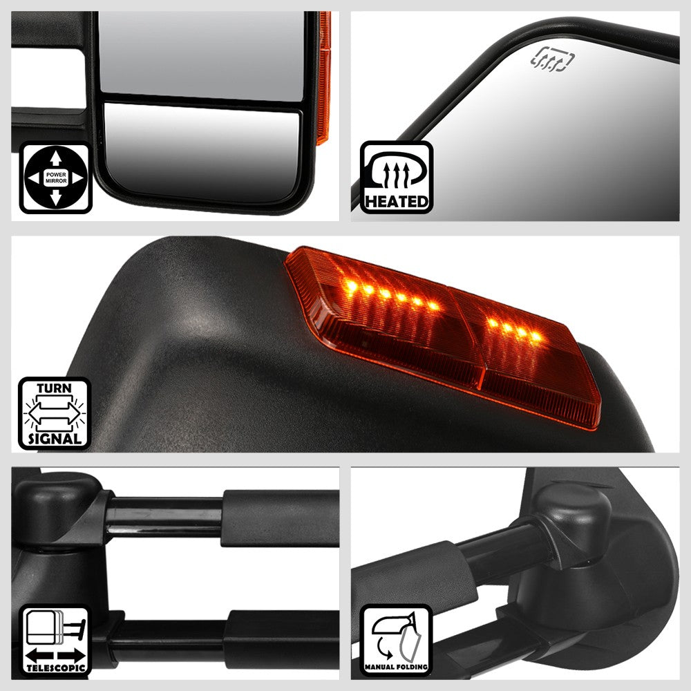 Left/Right Towing Side Mirror Powered W/ Heated LED Turn Signal for 07-13 Yukon