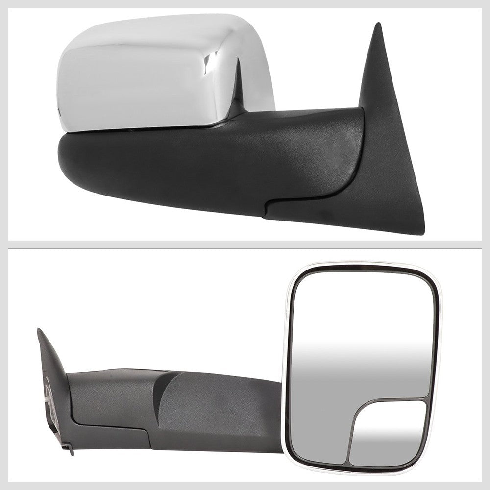 Left/Right Chrome Towing Side Mirror Manual Adjustment for 94-02 Ram 3500