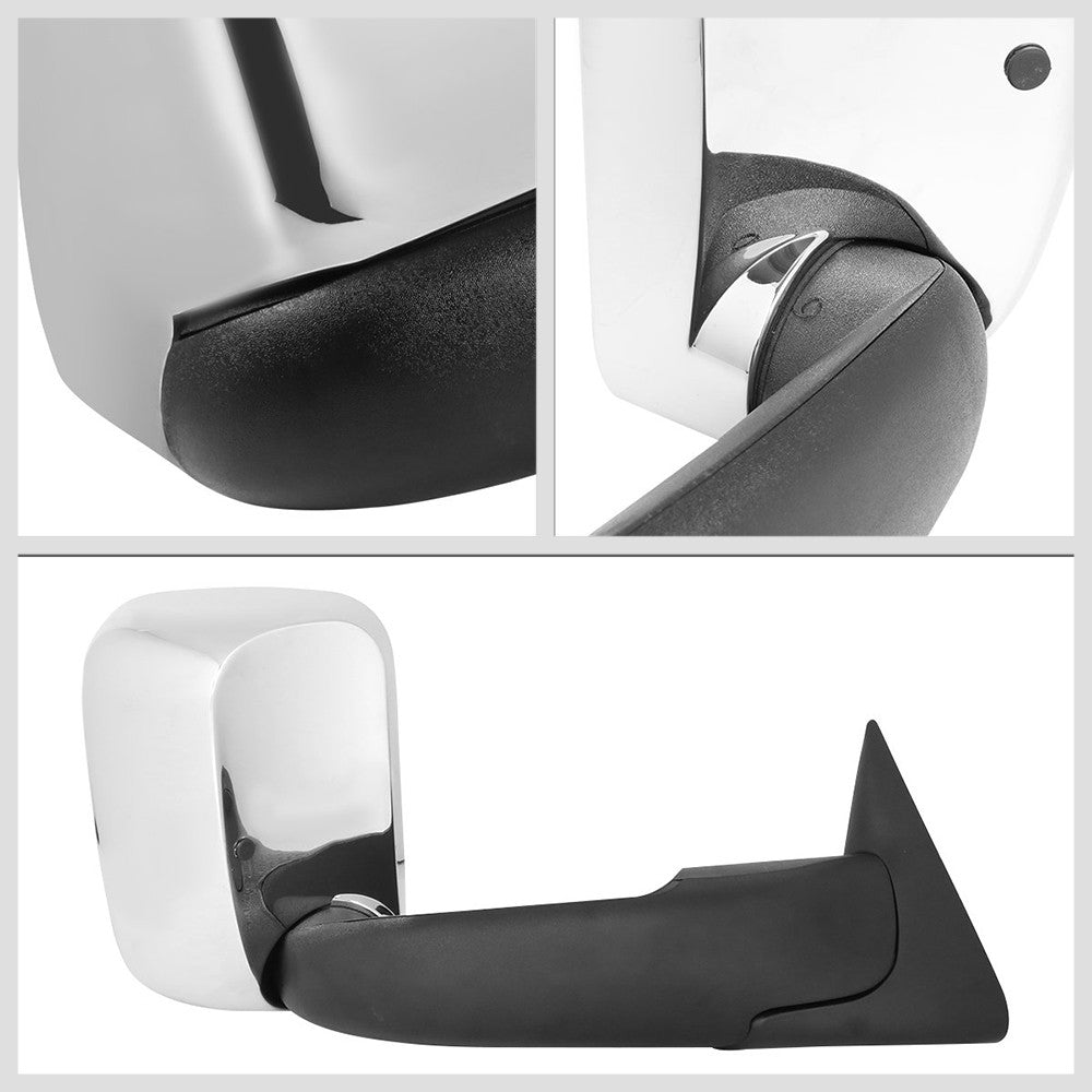 Left/Right Chrome Towing Side Mirror Manual Adjustment for 94-02 Ram 3500