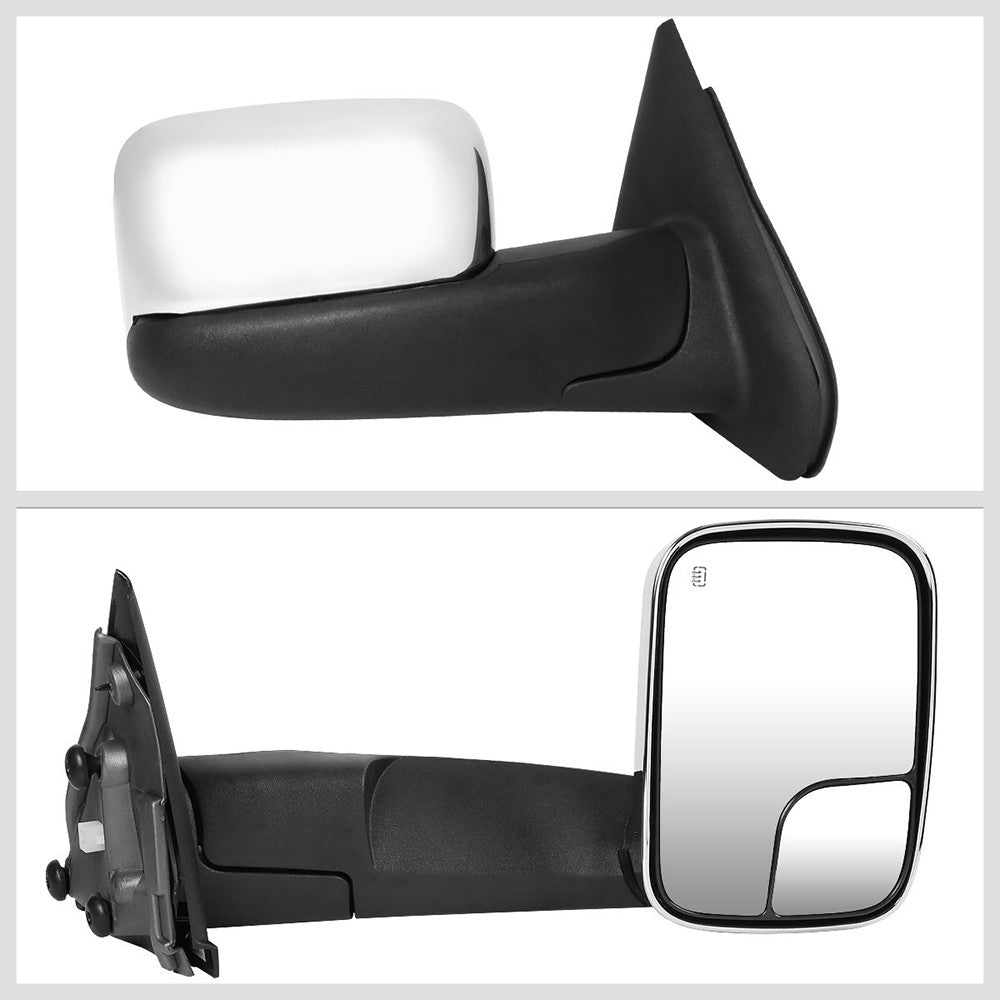 Left/Right Chrome Towing Side Mirror Powered W/Heated for 02-08 Ram1500