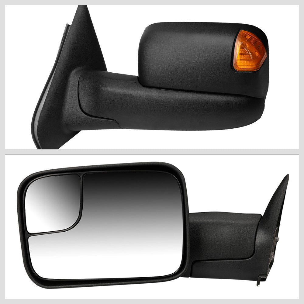 Pair Black Towing Side Mirror Manual Adjustment W/Heated for 02-08 Ram 1500
