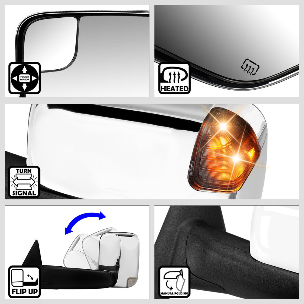 Left/Right Towing Side Mirror Powered Heated LED Turn Signal for 03-09 Ram 2500