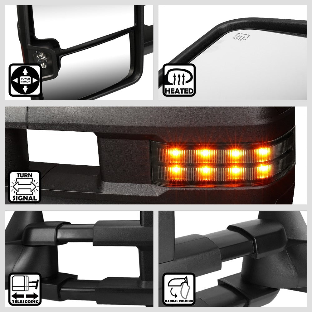 Left/Right Towing Side Mirror Powered W/Heated Turn Signal for 15-17Sierra1500