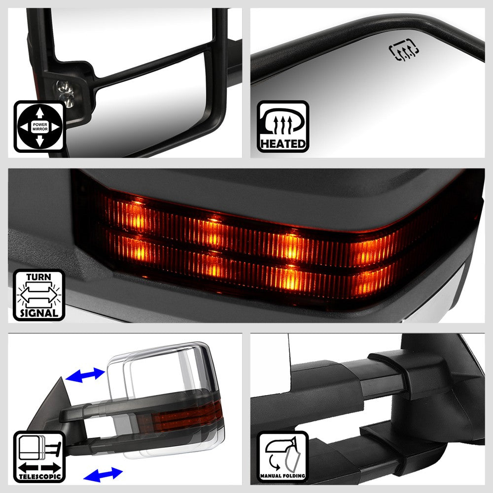 Left/Right Towing Side Mirror Powered W/Heated Turn Signal for 15-17 Sierra1500