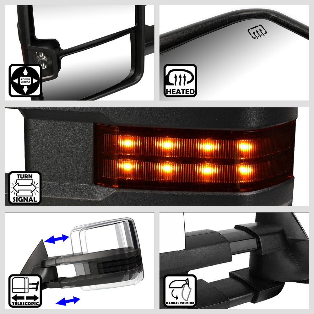Left/Right Towing Side Mirror Powered W/Heated Turn Signal for 15-17Sierra 1500