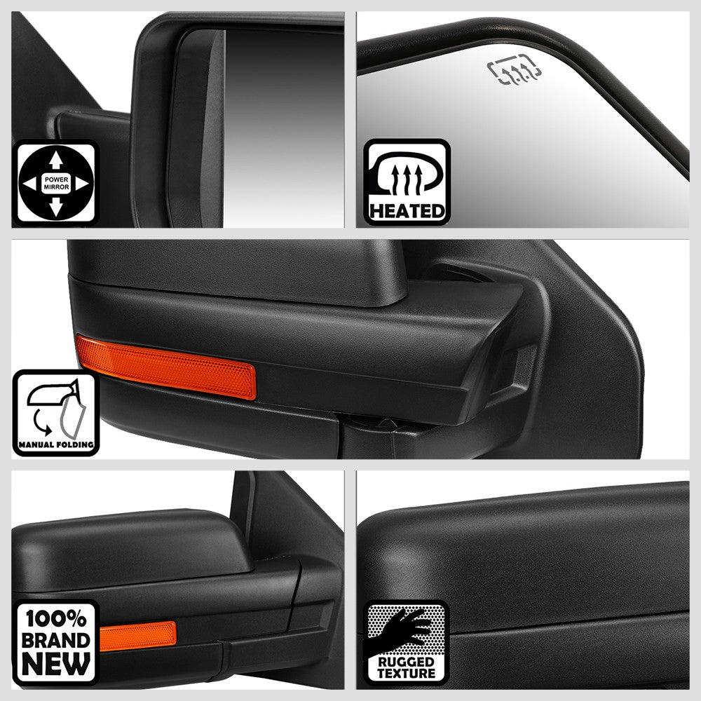 Right Black Towing Side Mirror Powered Adjustment W/Heated for 04-14 F-150