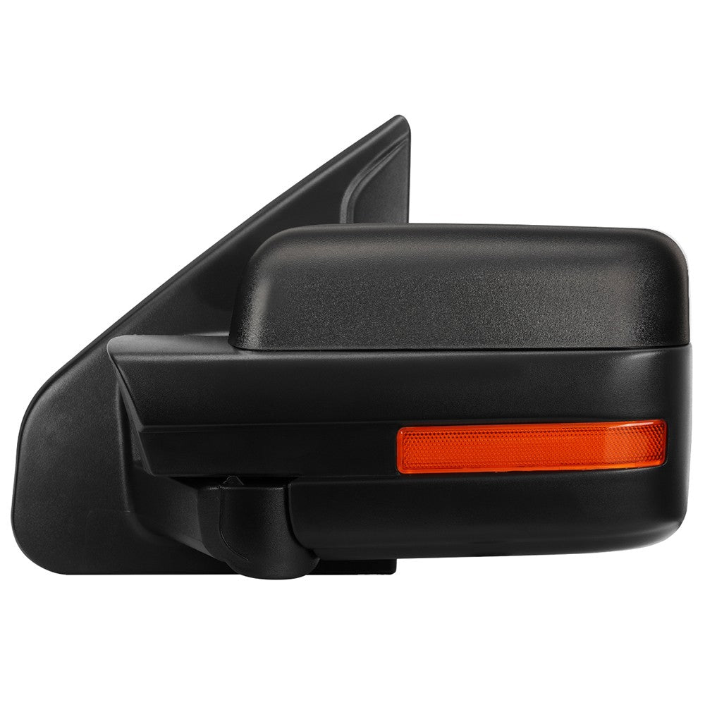 Left Black Towing Side Mirror Manual Adjustment Turn Signal for 04-14 F-150