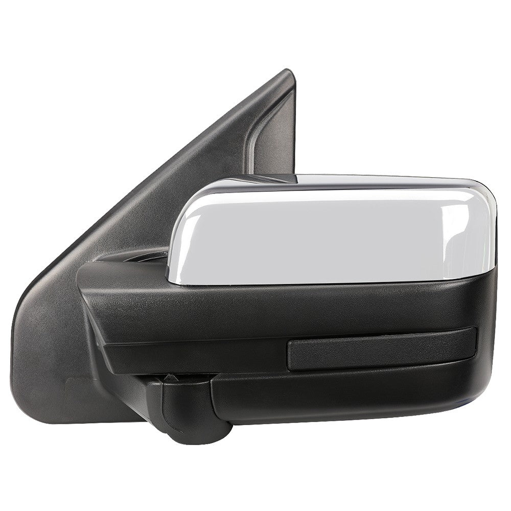Left Chrome Towing Side Mirror Manual Adjustment Turn Signal for 04-14 F-150