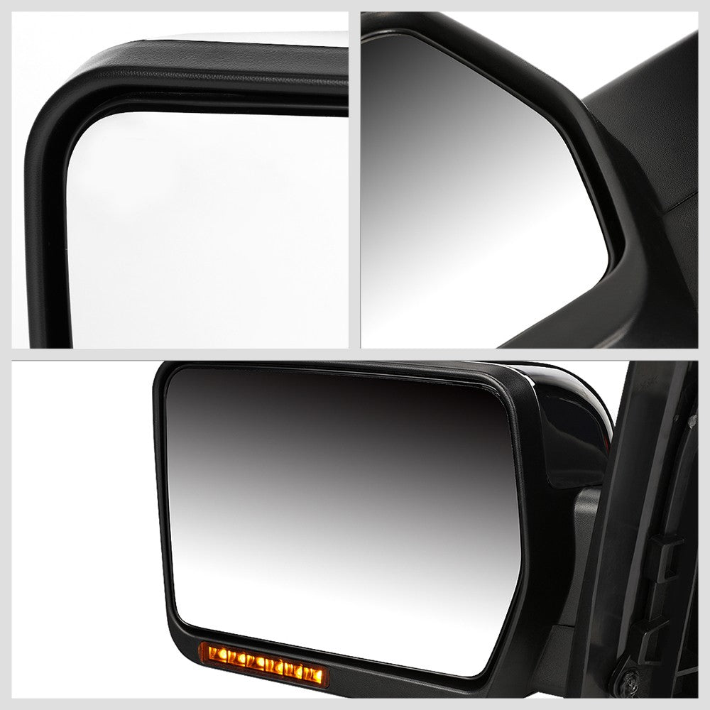 Left Chrome Towing Side Mirror Manual Adjustment Turn Signal for 04-14 F-150