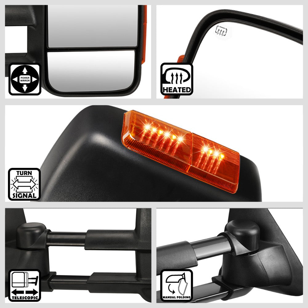 Left/Right Towing Side Mirror Powered W/Heated Turn Signal for 15-18Sierra1500