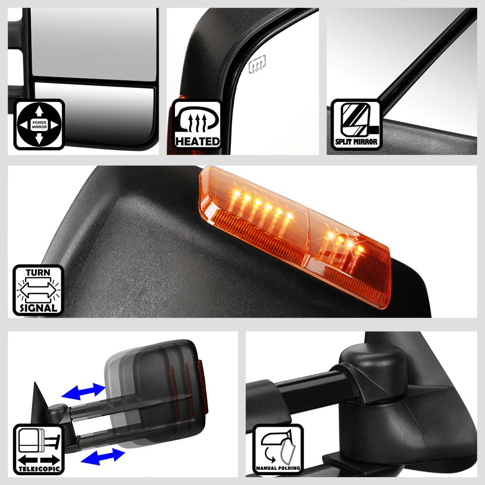 Left/Right Towing Side Mirror Powered W/Heated Turn Signal for 99-02 Sierra 2500