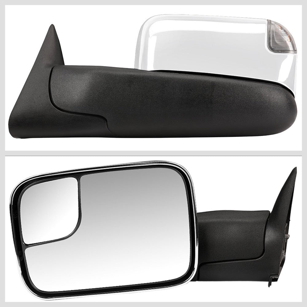 Left/Right Chrome Towing Side Mirror Powered LED Turn Signal for 94-97 Ram 3500