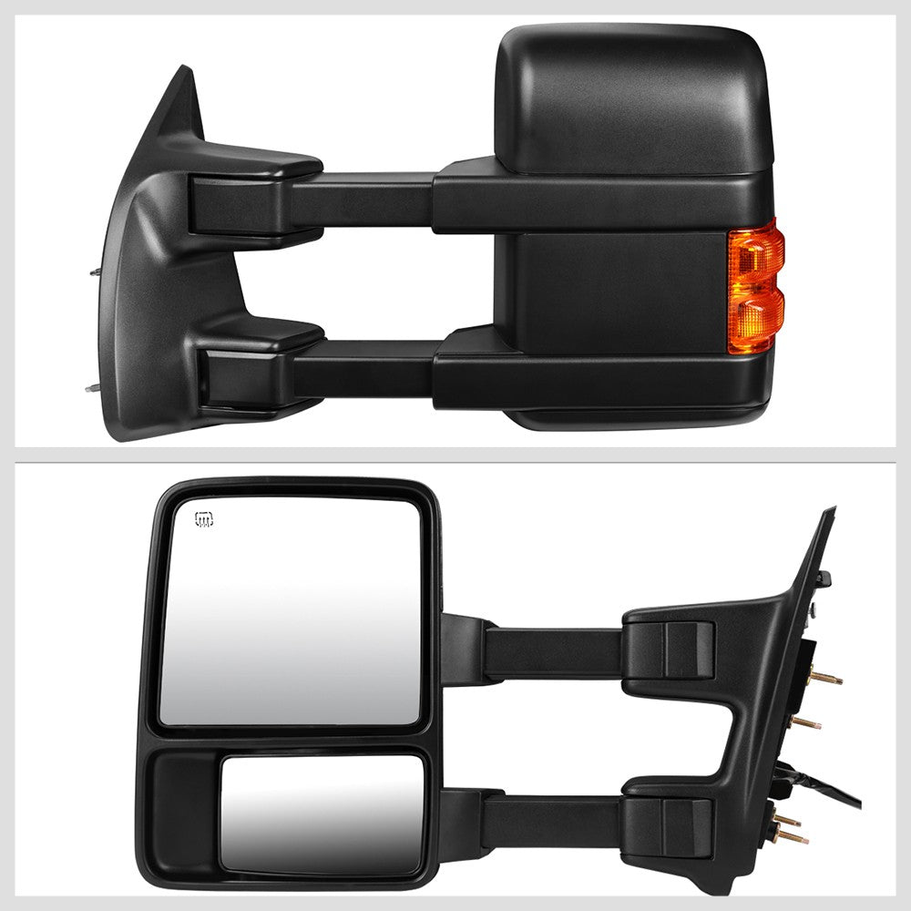 Left Black Towing Side Mirror Powered W/Heated Turn Signal for 08-16 F-250 SD