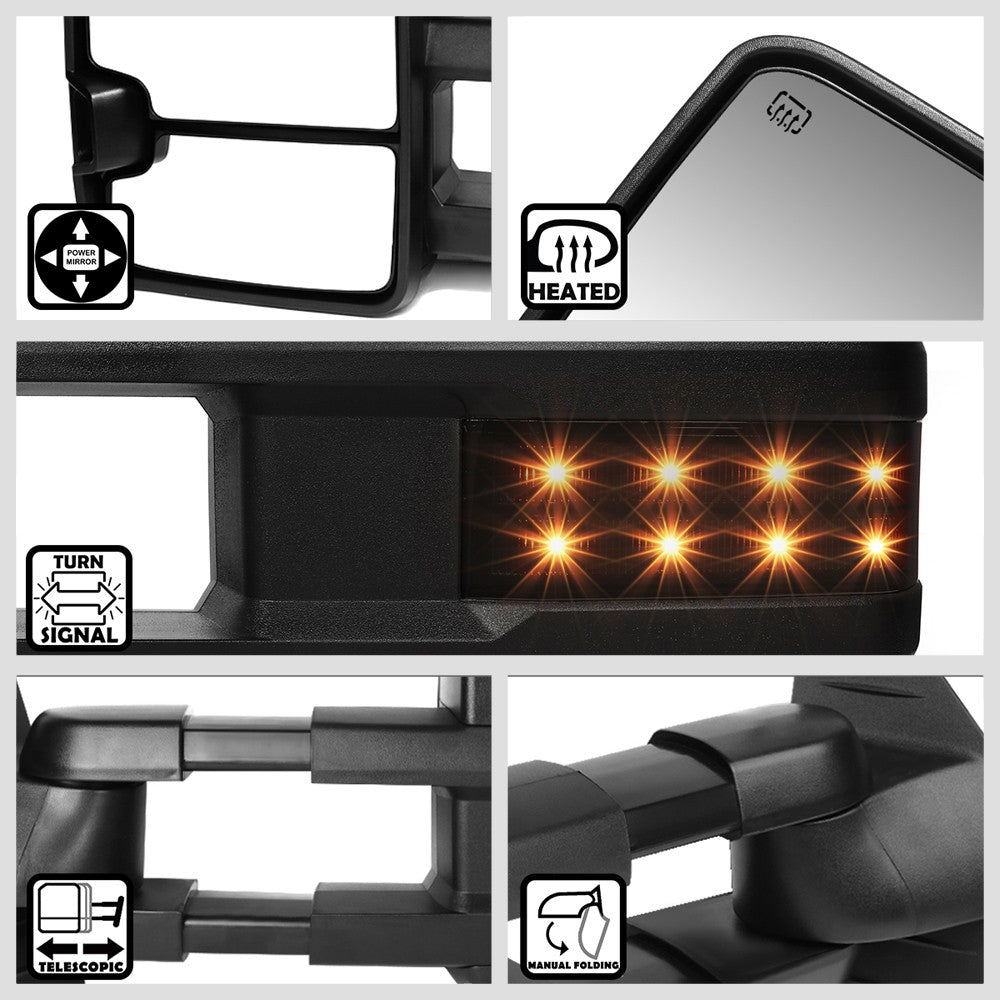 Left/Right Black Towing Side Mirror Powered W/Heated Turn Signal for 07-14 Tahoe