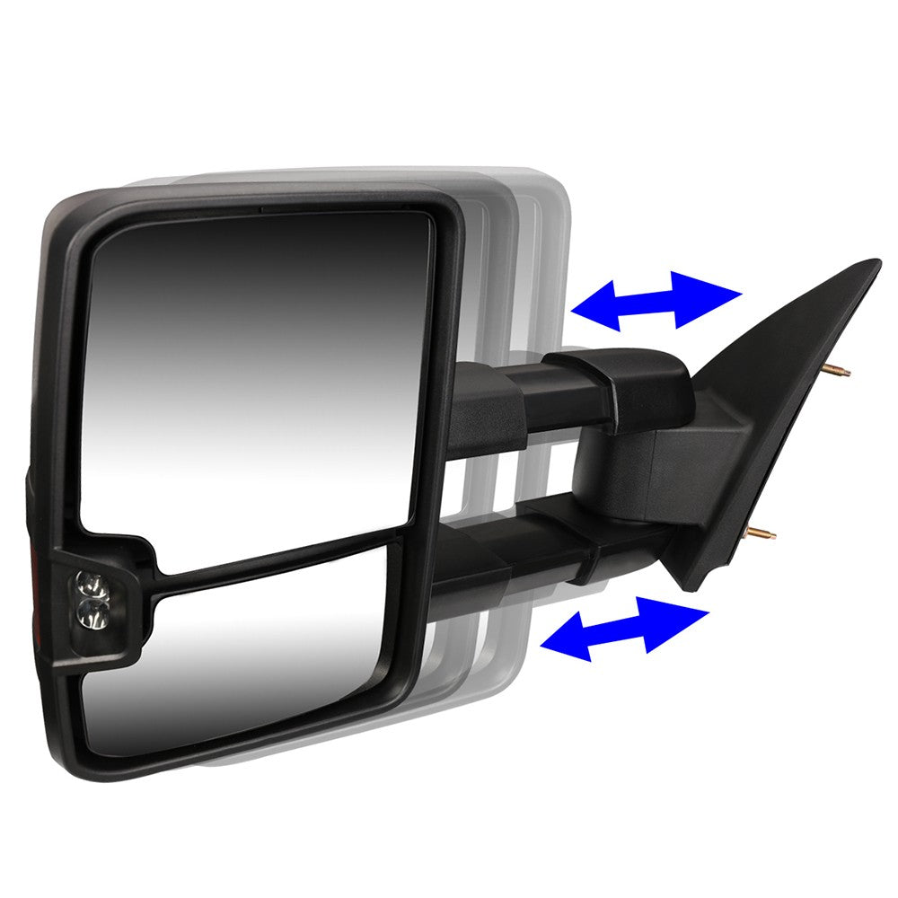 Left/Right Black Towing Side Mirror Powered LED Turn Signal for 94-98 GMC K1500