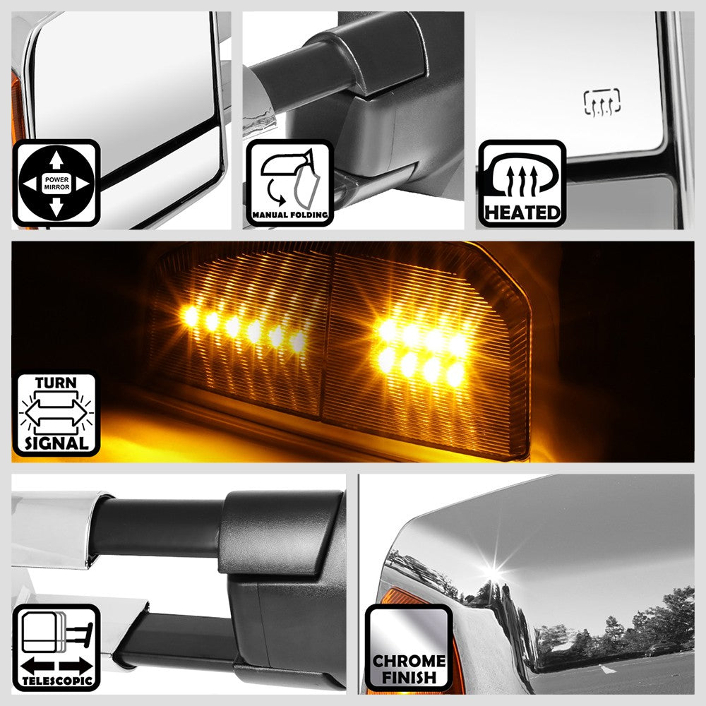 Left/Right Towing Side Mirror Powered W/ Heated W/ Turn Signal for 07-16 Tundra