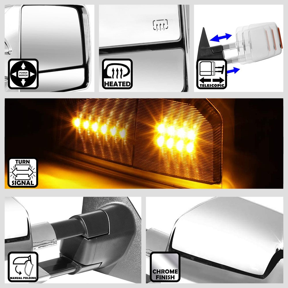 Left/Right Towing Side Mirror Powered W/ Heated W/ Turn Signal for 07-16 Tundra