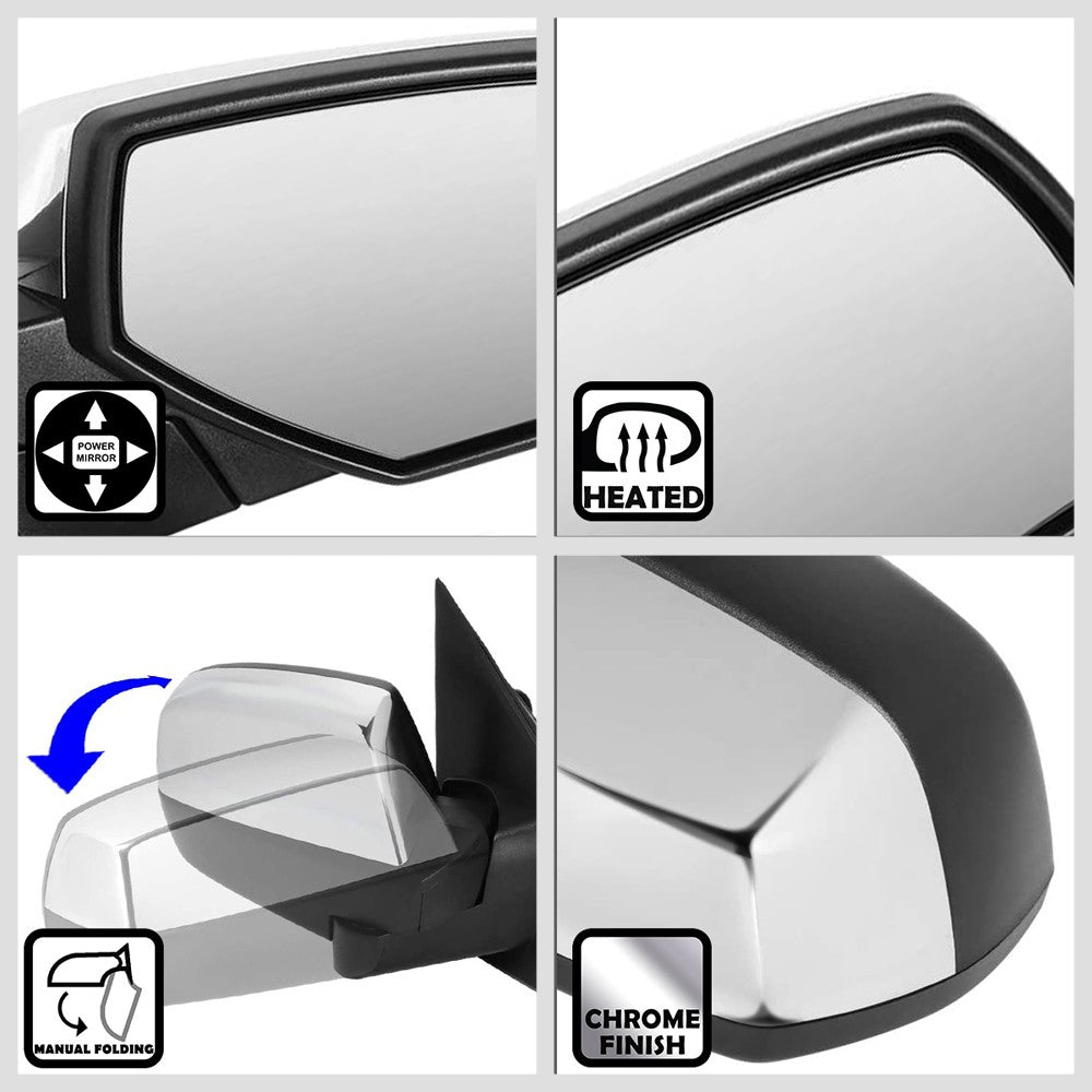 Right Chrome Towing Side Mirror Powered W/Heated for 15-17 Sierra 1500
