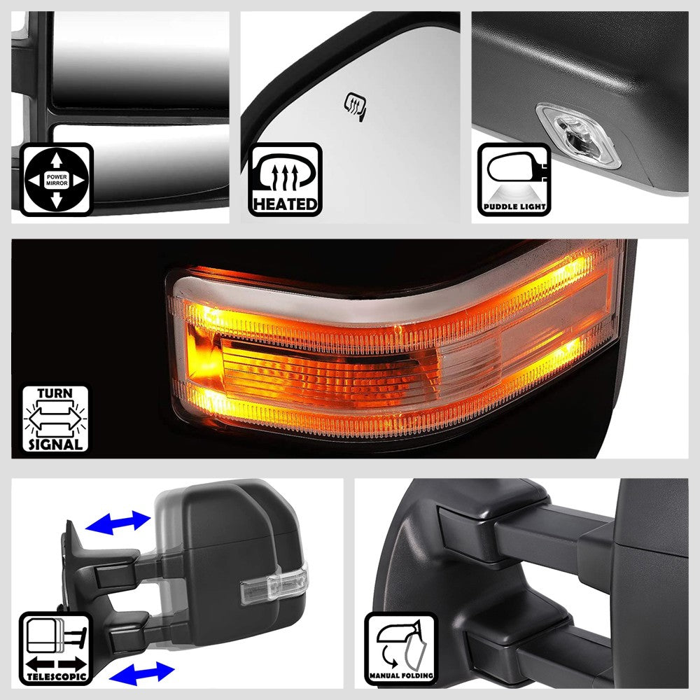 Left/Right Towing Side Mirror Powered W/Heated Turn Signal for 08-16 F250 SD